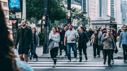 People walking in a busy city centre