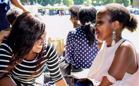 Ghanaian student Doreen picnicking in the park