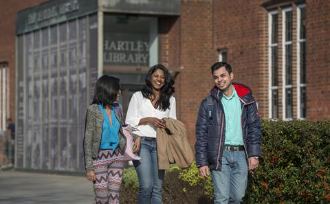 international students outside Hartley library