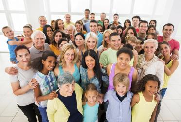 A large group of people of different ages