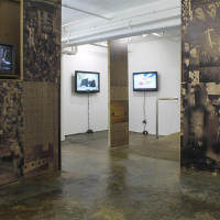 Art research installation using televisions in an manor empty house 