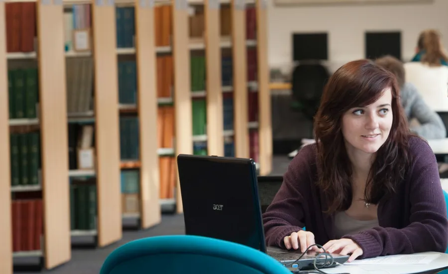 Student using a laptop